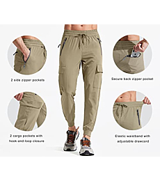 Libin Men's Lightweight Joggers Quick Dry Cargo Hiking Pants Track Running Workout Athletic Travel Golf Casual Outdoor Pants, Khaki M
