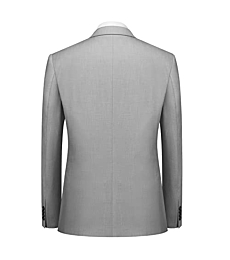 Cooper & Nelson Men's Suit Slim Fit, 3 Piece Suits for Men, One Button Jacket Vest Pants with Tie, Tuxedo Set Light Gray S