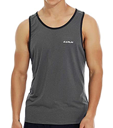 EZRUN Men's Quick Dry Workout Tank Top Swim Beach Shirts for Gym Athletic Running Muscle Sleeveless Shirts(NavyGradient,l)