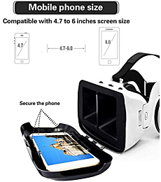 2022 VR Headset Compatible with iOS/Android 3D Virtual Reality Glasses with Remote Controller Headphones Adjustable 3D Glasses