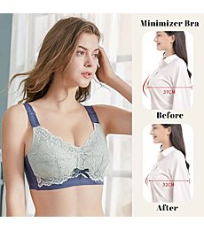 MeooLiisy 18 Hour Bras for Women No Wire Latex Lined Cup Unpadded Minimizer Bra Full Coverage Sliver