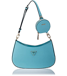 GUESS Alexie Top Zip Shoulder Bag Turquoise One Size