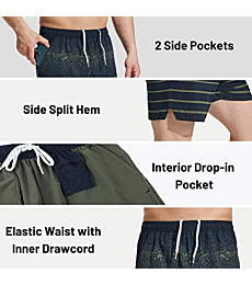 MIER Men's Print Shorts 5 Inch Inseam Lightweight Athletic Running Shorts with Pockets No Liner, Quick Dry, Navy, M