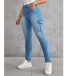 Flamingals Jeans for Women Stretch Skinny Flap Pocket High Waist Shaping
