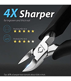 Wanmat Toe Nail Clipper for Thick Toenails,Upgraded Toenails Trimmer and Professional Podiatrist Toenail Nipper for Seniors with Surgical Stainless Steel Sharp Blades Soft Grip Handle(4PCS)