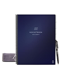 Rocketbook Multi-Subject Smart Notebook | Scannable Notebook with Dividers | Lined Reusable Notebook with 1 Pilot Frixion Pen & 1 Microfiber Cloth | Dark Blue, Letter Size (8.5" x 11")