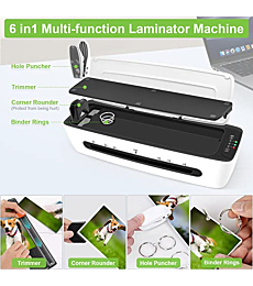 Laminator Machine with Laminating Sheets A4 Portable Thermal Lamination 9-Inch Laminate for Personal Office School Home Use, 6 in 1 Laminater Quick Warm Up Never Jam