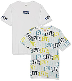 Levi's Boys' 2-Pack Graphic T-Shirt, White/Multi, 2T