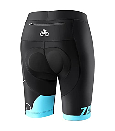 Zacro Women's Cycling Bike Shorts - 4D Padded Bike Shorts Women with Pockets Blue