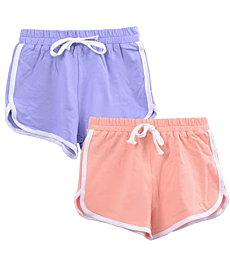 T.H.L.S Girls Shorts Summer Beach Running Outfit 2 Pack Home Playground Wear Athletic Cotton Kids Child 4T