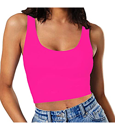 SanxiawaBa Womens Tank Tops Sleeveless Strappy Sexy Halter Workout Gym Camis Going Out Tops Hot Pink Large