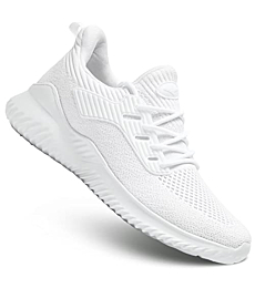 Mens Slip on Running Shoes Ultra Light Breathable Casual Walking Work Shoes Tennis Sneakers Mesh Gym Travel Sports Shoes White