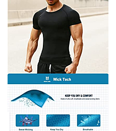 5 Pack Compression Shirts Men Long/Short Sleeve Athletic Cold Weather Baselayer Undershirt Gear T-Shirt for Sports Workout-2 Black 2 White 1 Blue-L