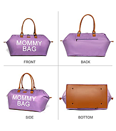 Mommy Hospital Bag with Checklist, Baby Diaper Tote Bag Organizer with Changing Pad, Mom Bag for Labor and Delivery Baby Necessities Bag Weekend Traveling Bag, Gifts for Maternity Mom（Purple）