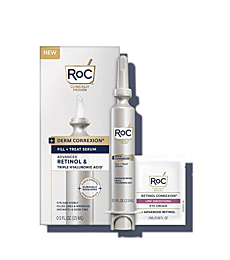 RoC Derm Correxion Fill + Treat Advanced Retinol Serum, Wrinkle Filler Treatment with Hyaluronic Acid for Forehead Wrinkles, Crow's Feet, Eleven Wrinkles, and Laugh Lines, 15ml