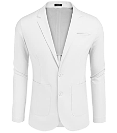 COOFANDY Men's Casual Linen Sport Coat Lightweight Travel Blazer Modern Suit Jacket White