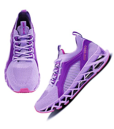 UMYOGO Womens Running Shoes Blade Tennis Walking Fashion Sneakers Breathable Non Slip Gym Sports Work Trainers Purple