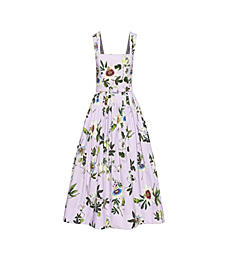Oscar de la Renta, Passionflower Belted Midi Dress, Lavender Multi, 12