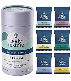 BodyRestore Shower Steamers Aromatherapy 6 Packs - Gifts for Mom, Gifts for Women, Shower Bath Bombs, Eucalyptus, Citrus, Lavender, Jasmine, Chamomile, Bergamot Spring Essential Oils, Stress Relief
