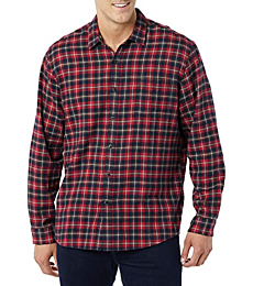 Amazon Essentials Men's Long-Sleeve Flannel Shirt (Available in Big & Tall), Dark Red, Plaid, Large