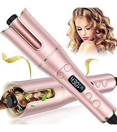 Auto Hair Curler, Automatic Curling Iron Wand with 4 Temperatures & 3 Timers & LCD Display, Curling Iron with 1" Large Rotating Barrel, Dual Voltage Auto Shut-Off Spin Iron for Hair Styling