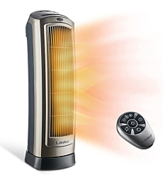 Digital Ceramic Tower Heater for Home with Adjustable Thermostat, Timer and Remote Control, 23 Inches, 1500W, Silver