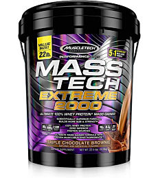 Mass Gainer Protein Powder , MuscleTech Mass-Tech Extreme 2000 , Muscle Builder Whey Protein Powder , Protein + Creatine + Carbs , Max-Protein Weight Gainer for Women & Men , Chocolate, 22 lbs