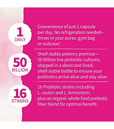 Probiotics for Women & Prebiotics, 50 Billion CFU for Women’s Daily Digestive Vaginal & Immune Health, Garden of Life 16 Probiotic Strains Shelf Stable No Gluten Dairy Soy, 30 Capsules