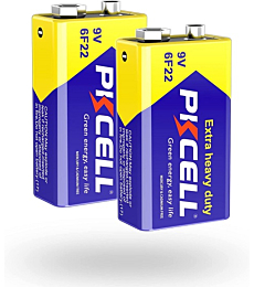 PKCELL 9 Volt Batteries- 9V Battery 2 Pack for Smoke Detectors and Carbon Zinc Monoxide Detector (2 Counts)