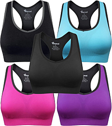BAOMOSI Women's Seamless Racerback Sports Bra High Impact Support Yoga Gym Workout Fitness Black Blue Grey Purple Rose Red L