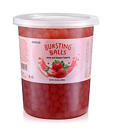Strawberry Boba Pearls Strawberry Popping Boba Bursting Boba Strawberry Bubble Tapioca Pearls For Bubble Tea (Strawberry , 2 LB 1 Pack)