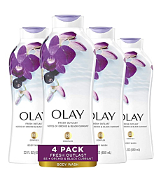 Olay Fresh Outlast Soothing Orchid & Black Currant Body Wash 22 oz, (4 Count)