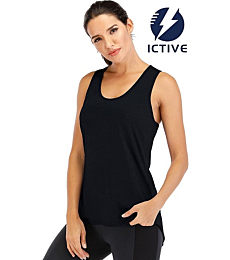 ICTIVE Yoga Tops for Women Loose fit Workout Tank Tops for Women Backless Sleeveless Keyhole Open Back Muscle Tank Running Tank Tops Workout Tops Racerback Gym Summer Tank Tops Black L