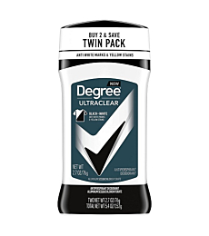 Degree Men UltraClear Antiperspirant Deodorant 72-Hour Sweat & Odor Protection Black + White Antiperspirant For Men With MotionSense Technology 2.7 oz, Twin Pack