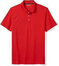 Amazon Essentials Men's Slim-Fit Quick-Dry Golf Polo Shirt, Red, Medium