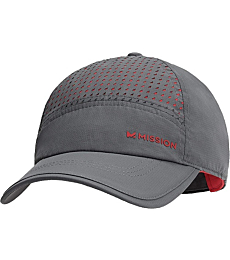 Mission Max Cooling Laser Cut Performance Hat- Unisex Baseball Cap, Cools when Wet- Charcoal/Teaberry