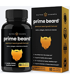 Beard Growth Vitamins Supplement for Men - Grow Thicker & Longer Facial Hair with Biotin, Collagen, Saw Palmetto - Small Pills For All Hair Types