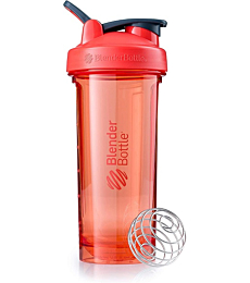 BlenderBottle Shaker Bottle Pro Series Perfect for Protein Shakes and Pre Workout, 28-Ounce, Coral