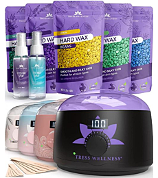 Tress Wellness Waxing Kit Wax Warmer for hair removal -Easy to use -Digital Display -For Sensitive skin - Hard wax
