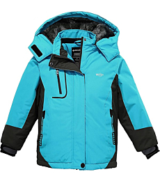 Wantdo Girl's Waterproof Skiing Jacket Warm Snow Coats Windproof Raincoats Light Blue 6/7
