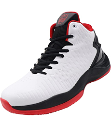Beita High Upper Basketball Shoes Sneakers Men Breathable Sports Shoes Anti Slip,White, 8