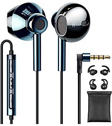 Linklike Earbuds in-Ear Headphones Extra Bass Wired Earbuds with Microphone Quad Drivers Hi-Res Earphones Volume Control Noise Isolating Ear Bud Tips Lightweight 3.5mm for iPhone Samsung Laptops…