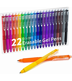 Erasable Gel Pens, 22 Colors Lineon Retractable Erasable Pens Clicker, Fine Point, Make Mistakes Disappear, Assorted Color Inks for Drawing Writing Planner and Crossword Puzzles