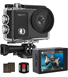 4K Underwater HD Action Camera, Dragon Touch Vision 3 Pro Touch Screen 20MP 100FT Waterproof Video Camera Adjustable View Angle WiFi Sports Camcorder with Remote Control Helmet Accessories