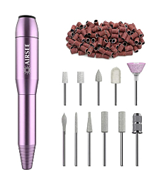 AIRSEE Portable Electric Nail Drill Professional Efile Nail Drill Kit for Acrylic, Gel Nails, Manicure Pedicure Polishing Shape Tools with 11Pcs Nail Drill Bits and 56 Sanding Bands