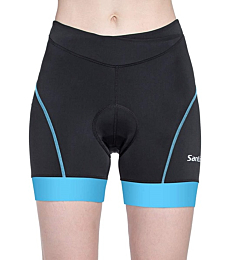 Santic Women's Cycling Shorts 4D Gel Spin Bike Classes Padding Plus Size Black-Blue