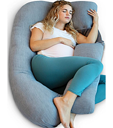 PharMeDoc Pregnancy Pillows, U-Shape Full Body Pillow – Cooling Cover Dark Grey – Pregnancy Pillows for Sleeping – Body Pillows for Adults, Maternity Pillow and Pregnancy Must Haves
