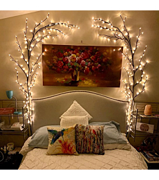 Mulcolor Vines for Room Decor,Christmas Decorations Indoor Home Decor Artificial Plants Flowers Tree Willow Vine Lights 144 LEDs for Walls Bedroom Living Room Decorative