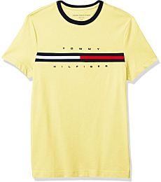 Tommy Hilfiger mens Short Sleeve Logo T-shirt T Shirt, Limelight, X-Small US