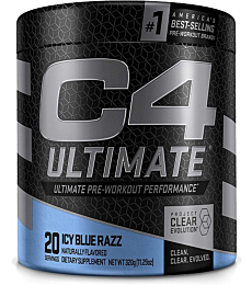C4 Ultimate Pre Workout Powder ICY Blue Razz - Sugar Free Preworkout Energy Supplement for Men & Women - 300mg Caffeine + 3.2g Beta Alanine + 2 Patented Creatines - 20 Servings